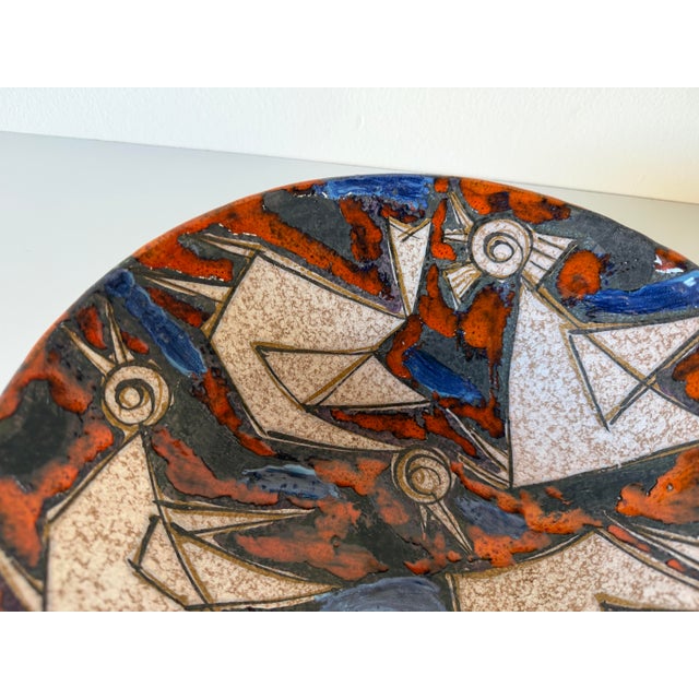 Ceramic 1960s Mid-Century Modern Marcello Fantoni Style Italian Hand-Painted Ceramic Sculptural Bowl For Sale - Image 7 of 12