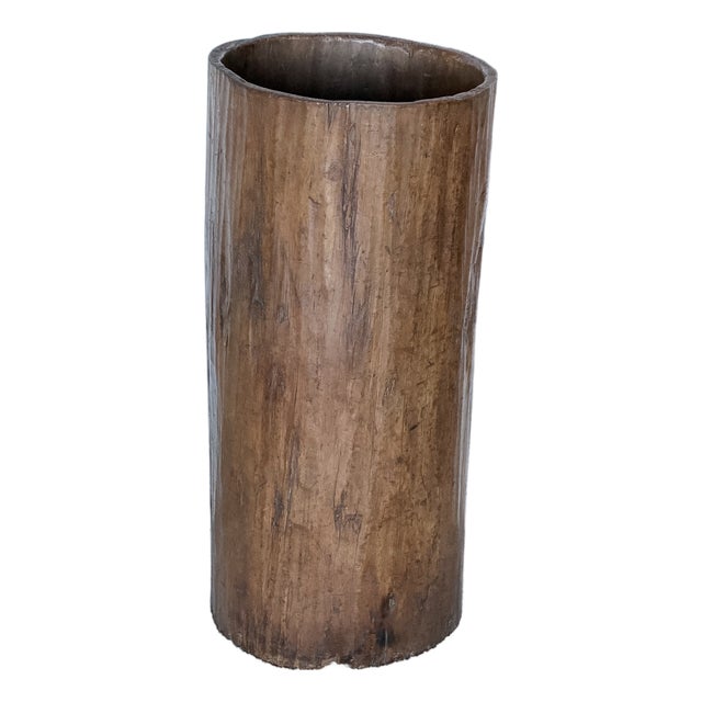 Rustic Hand Hollowed Tree Trunk Umbrella Stand For Sale