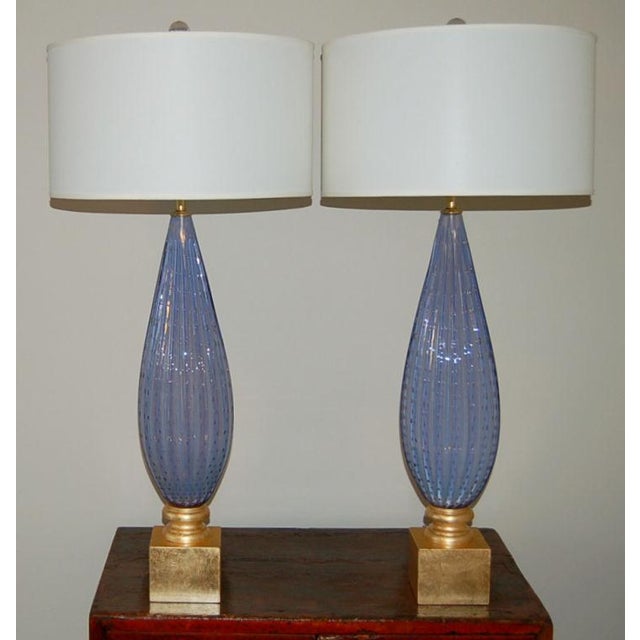 Alfredo Barbini Vintage Murano Lavender Opaline Glass Lamps For Sale - Image 4 of 11