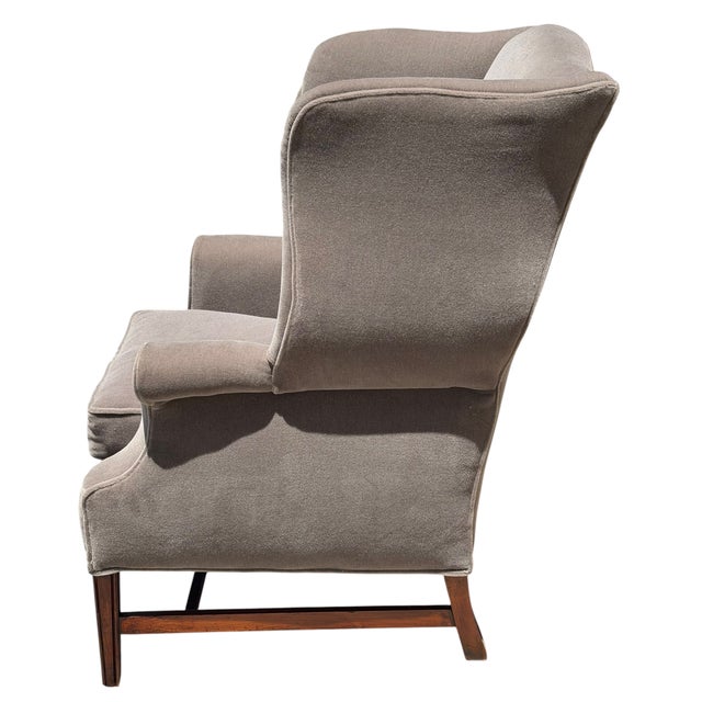 Textile Antique Georgian Wingback Mohair Arm Chair For Sale - Image 7 of 7