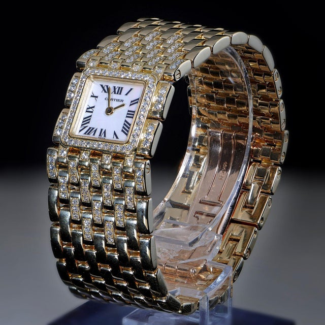 Cartier Panthère Ruban Wg3009ta Factory Diamond 18k Gold Full Set Watch For Sale - Image 13 of 18