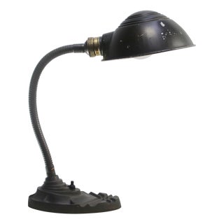 Industrial Brown Cast Iron Table Desk Light from Erpe, Belgium For Sale