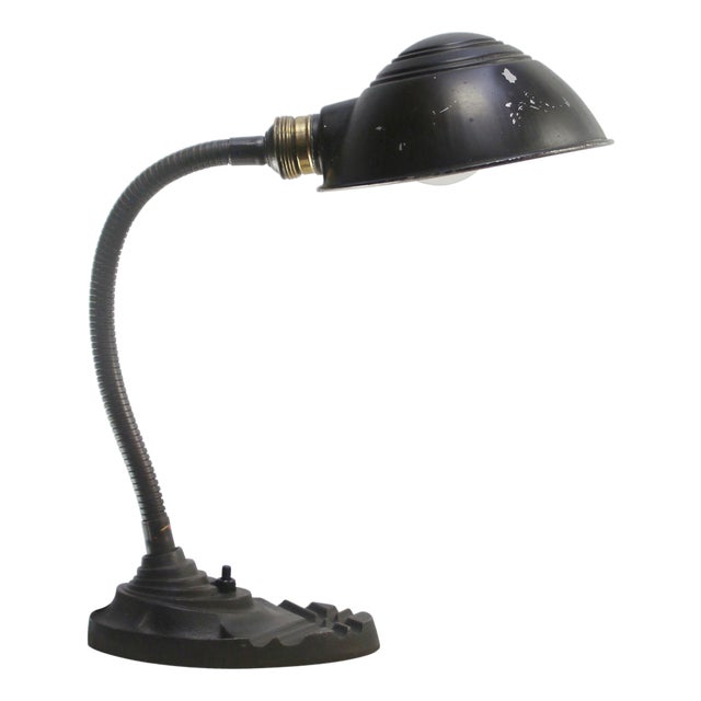 Industrial Brown Cast Iron Table Desk Light from Erpe, Belgium For Sale