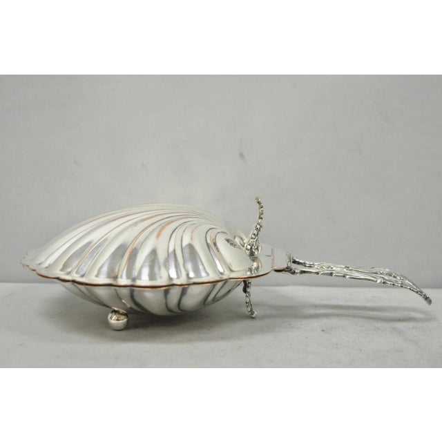 Antique English Regency Silver Plated Clam Shell Table Butler Serving Dish. Circa Early 20th Century. Measurements: 3" H x...