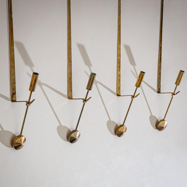 Set of Four Brass Wall Candle Holders Mod. 607 by Pierre Forssell for Skultuna, 1970s For Sale In New York - Image 6 of 8