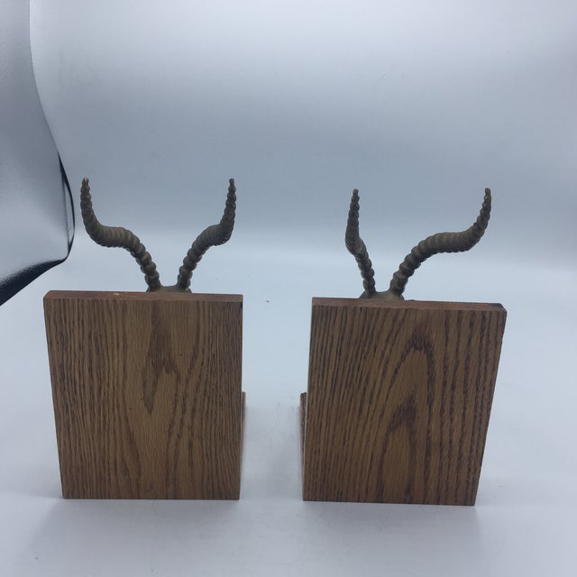 Brass Antelope Head Bookends on Wood Bases A Pair Chairish