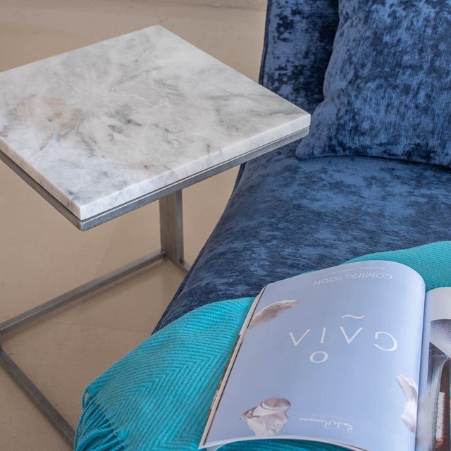 Metal Marble Top Side Table from Forzini For Sale - Image 7 of 10