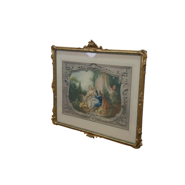 Rococo François Boucher Baroque Rococo the Gallant Shepherd Lithograph Reproduction For Sale - Image 3 of 12