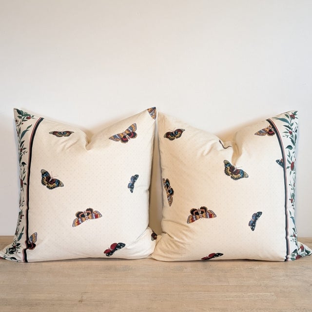 Textile Decors Barbares Papillons Tchekhonine Pillows - Pair For Sale - Image 7 of 9