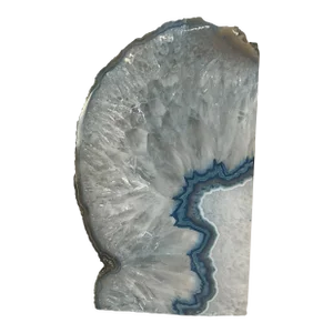 1980s Natural Geode Glass Agate Blue Artesian Polished Stone Specimen