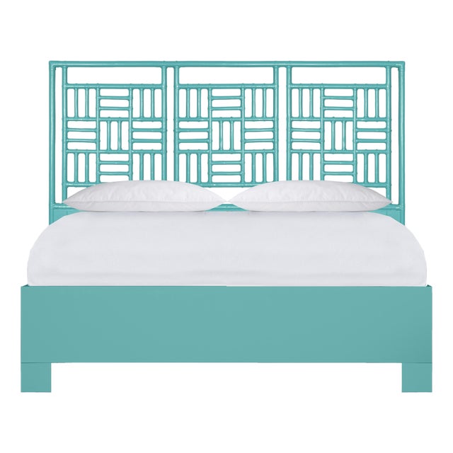 Finn Platform Bed King - Turquoise For Sale