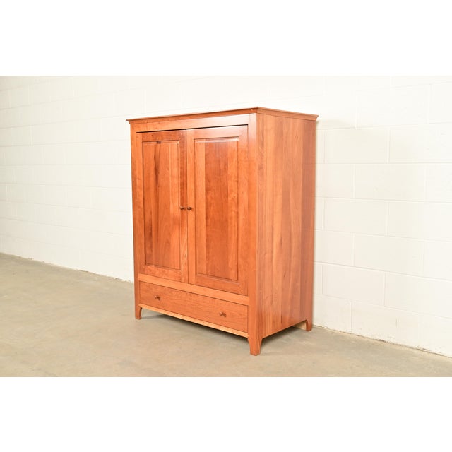 American Harden Furniture Arts and Crafts Shaker Solid Cherry Wood Media Cabinet For Sale - Image 3 of 18