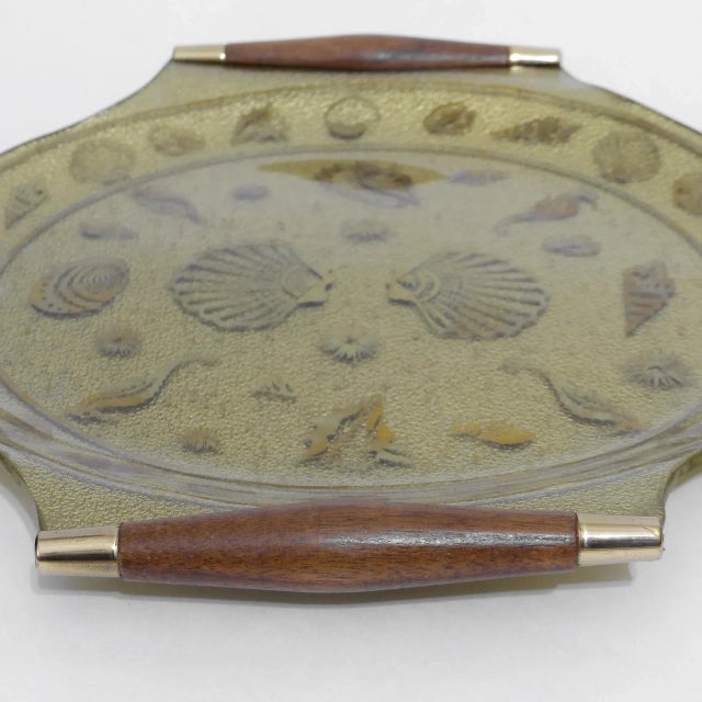 Mid-Century Modern Mid Century Modern Glass Golden Sea Shells Room Accent Tray For Sale - Image 3 of 4