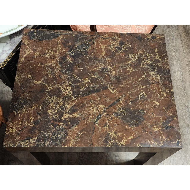 Brown 1970s Vintage Faux Tortoiseshell Parsons Side Table - Rectangle For Sale - Image 8 of 9