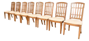 Thomasville French Regency Louis XVI Carved Walnut Dining Chairs, Set of Eight