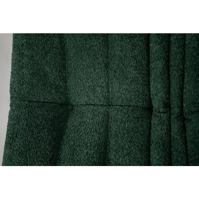 Set of Togo Lounge Chair and Pouf in Emerald Boucle Fabric by Michel Ducaroy for Ligne Roset, 1973 For Sale - Image 15 of 16
