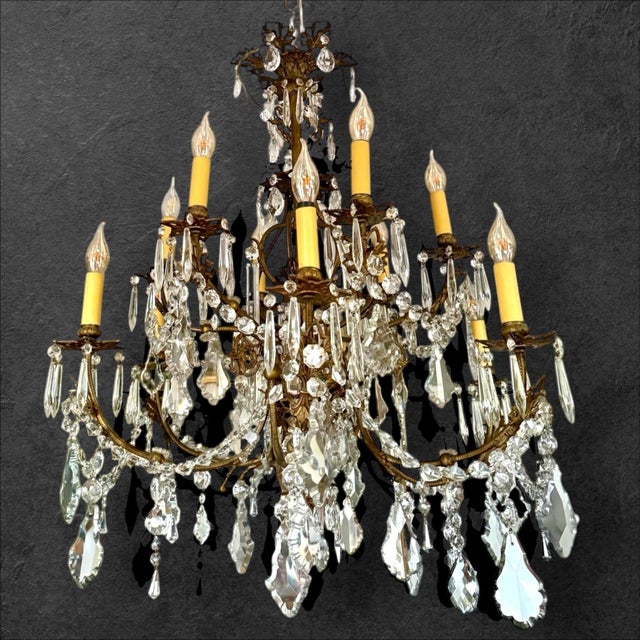 Antique Crystal Chandelier, 1890s For Sale - Image 5 of 13