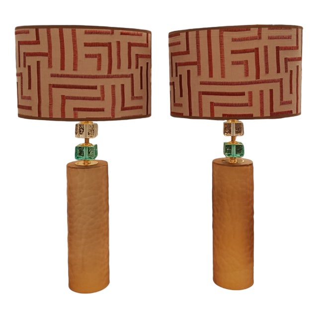 Murano Glass Labyrinth Lamps, 1980s, Set of 2 For Sale