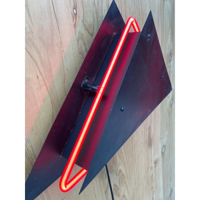 Postmodern Sculpture Torchiere Wall Sconce Rudi Stern “Let There Be Neon” Style - Pair These postmodern triangle lamps...
