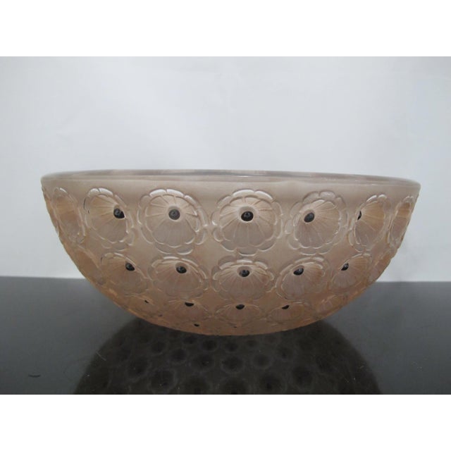 Rene Lalique France Sepia Nemours Poppy Flower Art Deco Glass 10" Bowl For Sale - Image 10 of 14