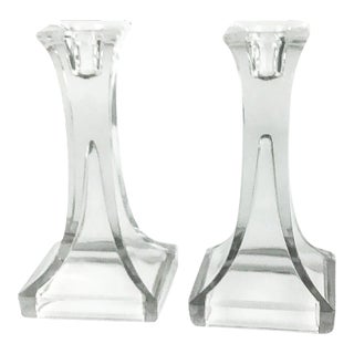 1950s Crystal Candle Holders or Bud Vases - a Pair For Sale
