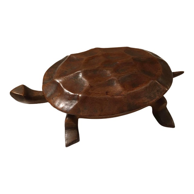 1970s Carved Wood Turtle Box For Sale