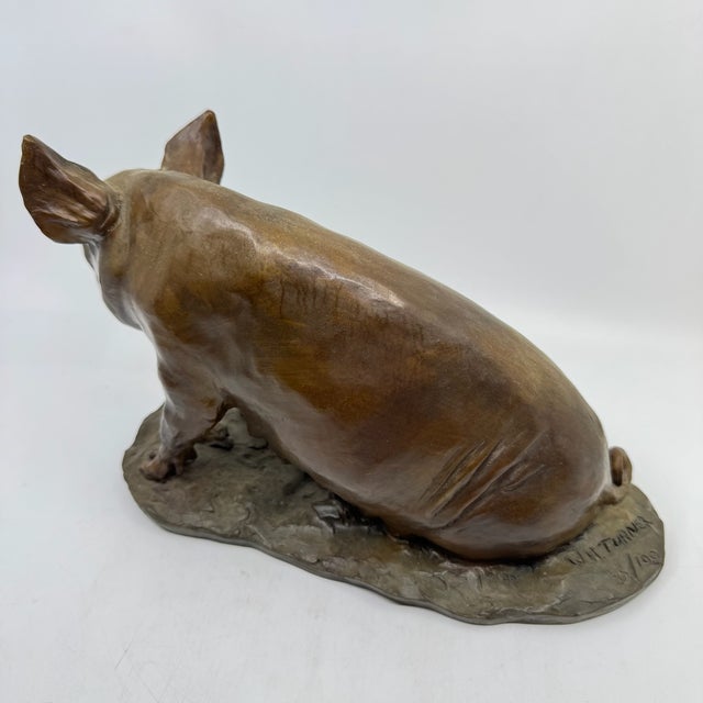 1990s W.H. Turner Bronze Sow Sculpture For Sale - Image 4 of 5