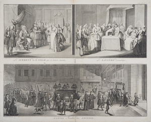 William Hogarth and J.V. Schley, Daily Life Scenes, Engraving