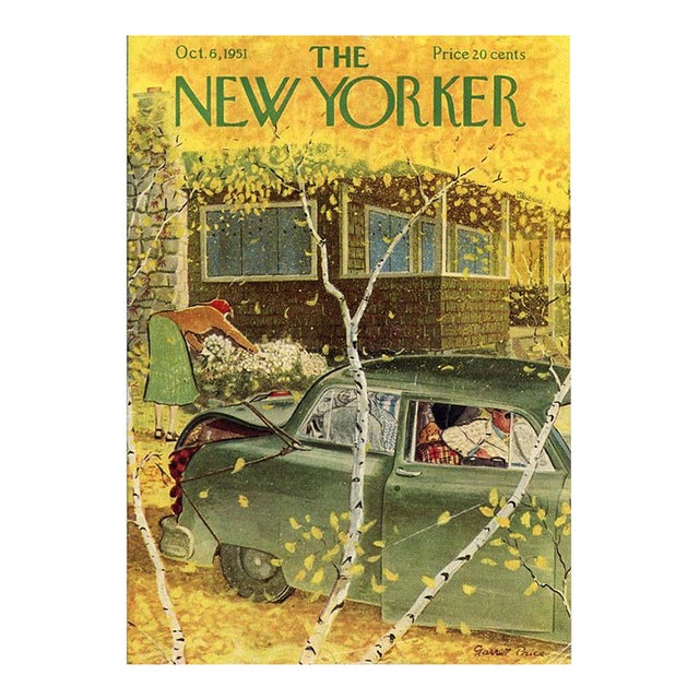 1951 Original New Yorker Magazine Cover by Garret Price, October 6, End of the Summer For Sale
