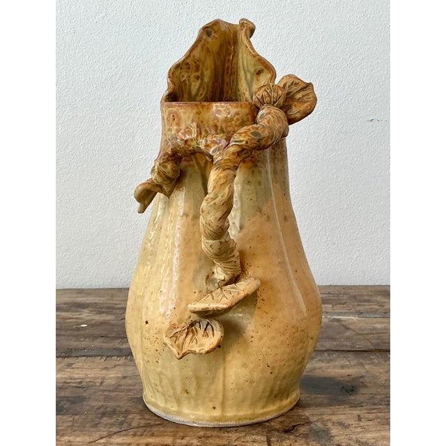 Goldenrod Vintage Original Studio Pottery Pitcher For Sale - Image 8 of 12