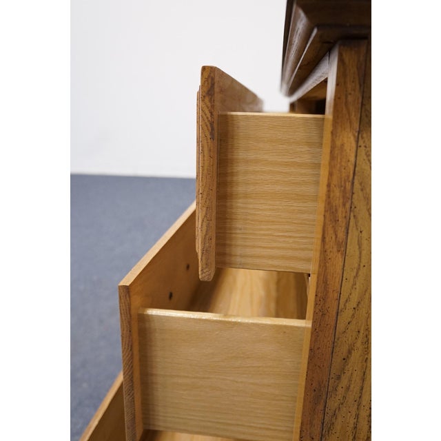 Wood Broyhill Premier Early American Country Style Solid Oak 54" Double Dresser 6510-21 For Sale - Image 7 of 13