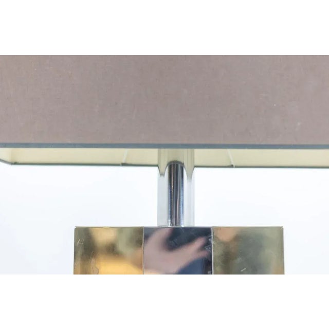 Geometric Table Lamp in Silver and Gold Metal, 1970s For Sale - Image 6 of 8