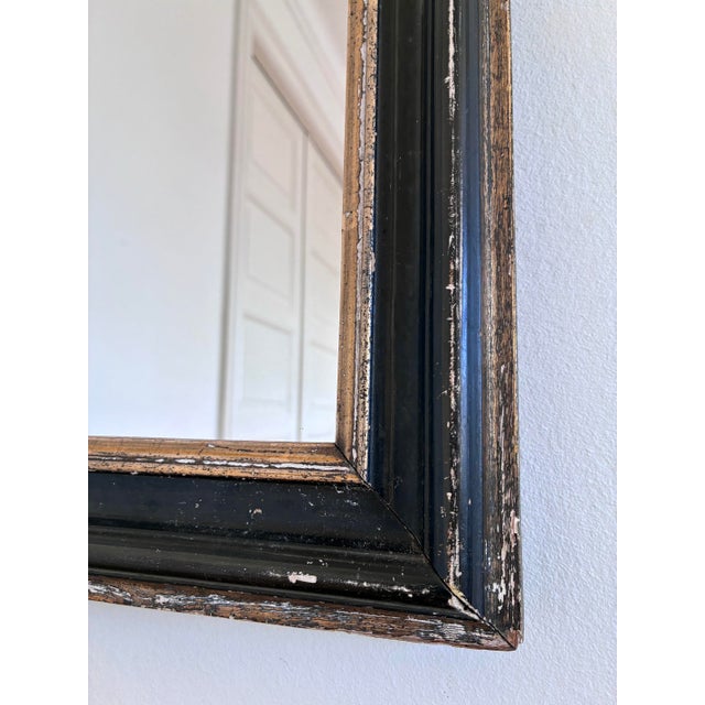 Wood Antique French Louis Philippe Full Length Mirror – Black and Gold, Late 19th Century For Sale - Image 7 of 10