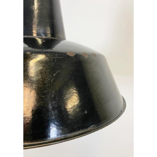 Paint Industrial Black Enamel Factory Pendant Lamp, 1930s For Sale - Image 7 of 11