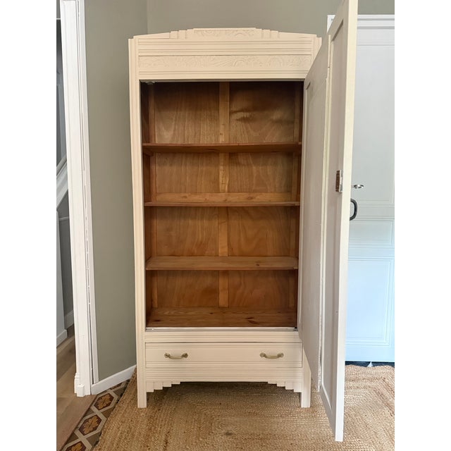 Beige Parisian Art Deco Style Wooden Wardrobe, 1930s-1940s For Sale - Image 8 of 14