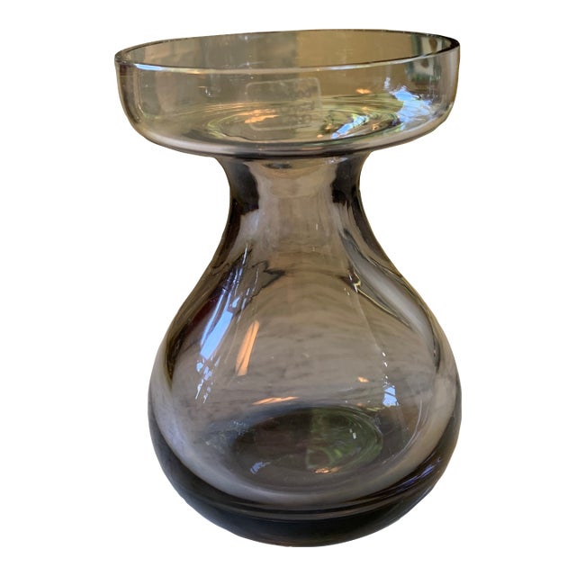 Vintage English Smoked Crystal Bud or Bulb Forcing Vase by Wedgwood For Sale