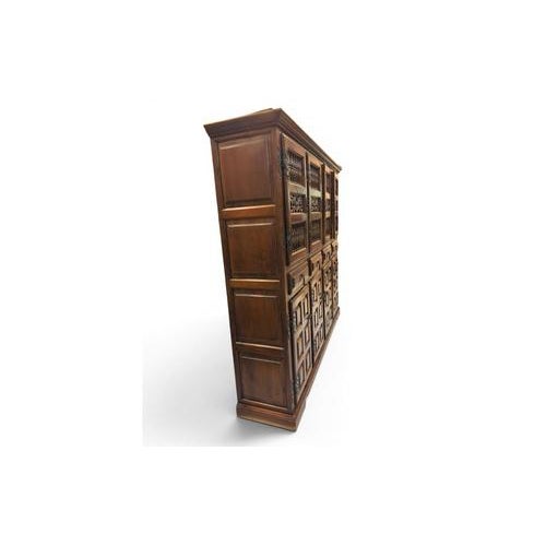 Wood Large Castilian Wood Pantry Cabinet with Perforated Doors For Sale - Image 7 of 15