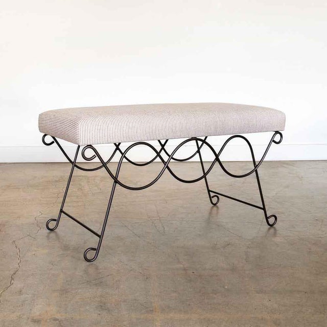 Panoplie Iron Double Loop Bench, Brown Stripe For Sale In Los Angeles - Image 6 of 7