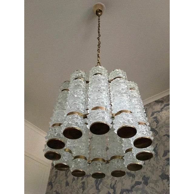 Tubular Crystal & Brass Pendant from Tyringe, 1960s For Sale - Image 3 of 8