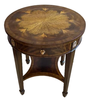 Maitland Smith Round End Table With Single Drawer