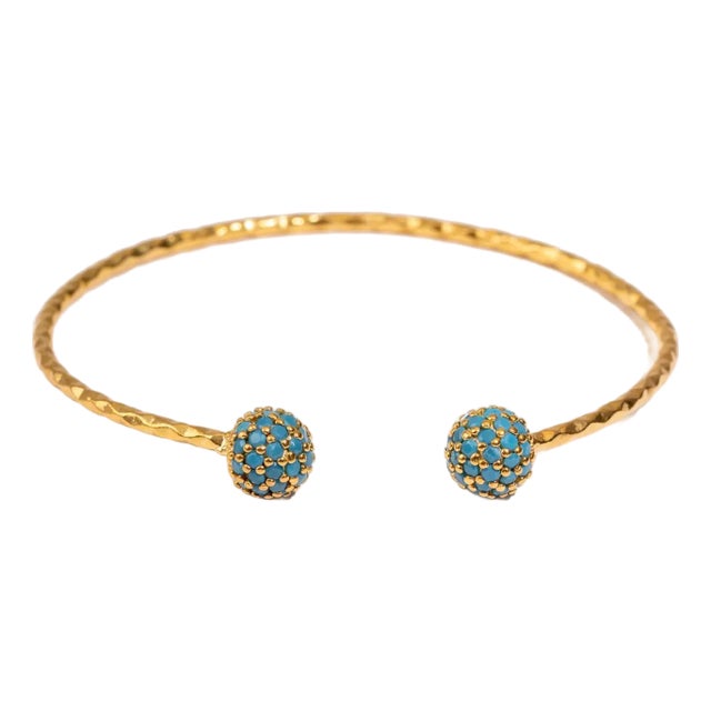 Turquoise Grace Adjustable Gold Cuff Bracelet For Sale