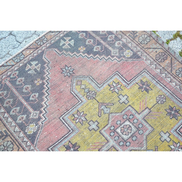 Pink Natural Soft Pastel Pink Decore Vintage Hand Knotted Rug For Sale - Image 8 of 11