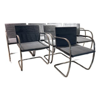 8 Knoll Brno Tubular Chairs With Rogers & Goffigon Upholstery For Sale