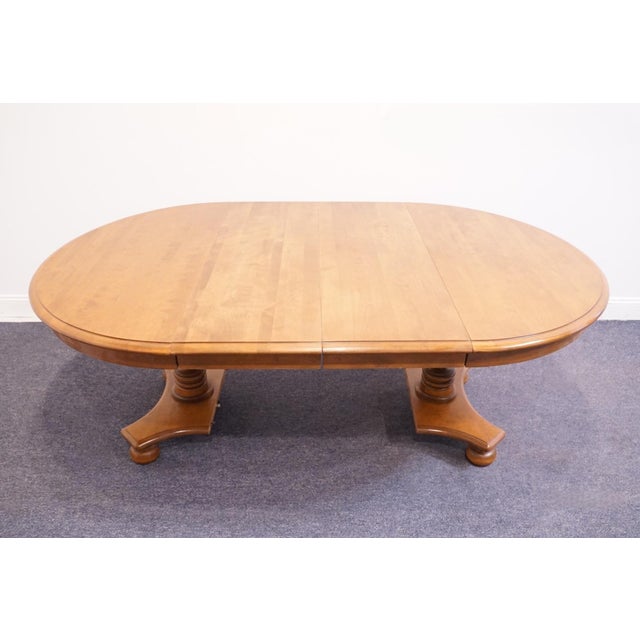 American Ethan Allen Heirloom Nutmeg Maple Colonial Early American 79" Double Pedestal Dining Table 10-6094 For Sale - Image 3 of 13