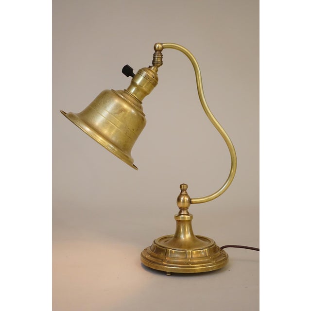 1920s 1920s Miller Lamp Arts & Crafts Craftsman Solid Brass Bell Shade Industrial Table Lamp For Sale - Image 5 of 12