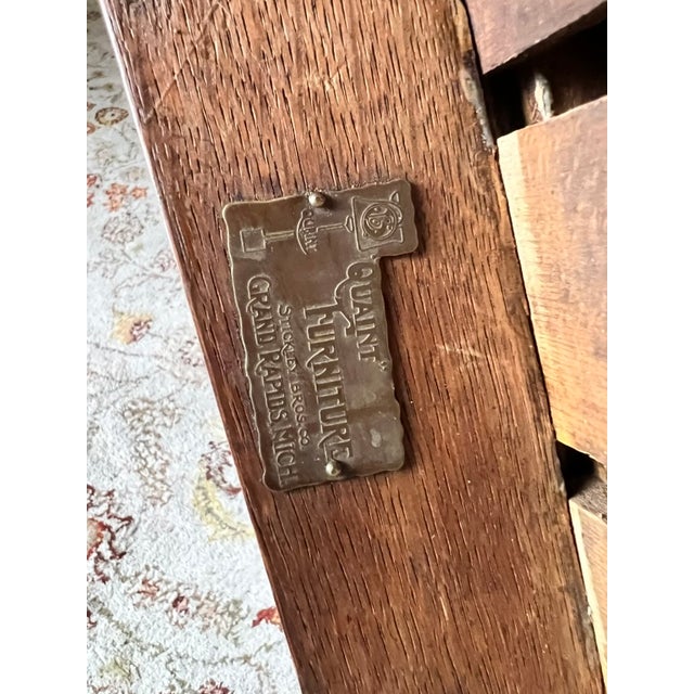 Antique Quarter Sawn Mission Oak Arm Chair by Quaint Furniture C. 1920 For Sale - Image 4 of 10