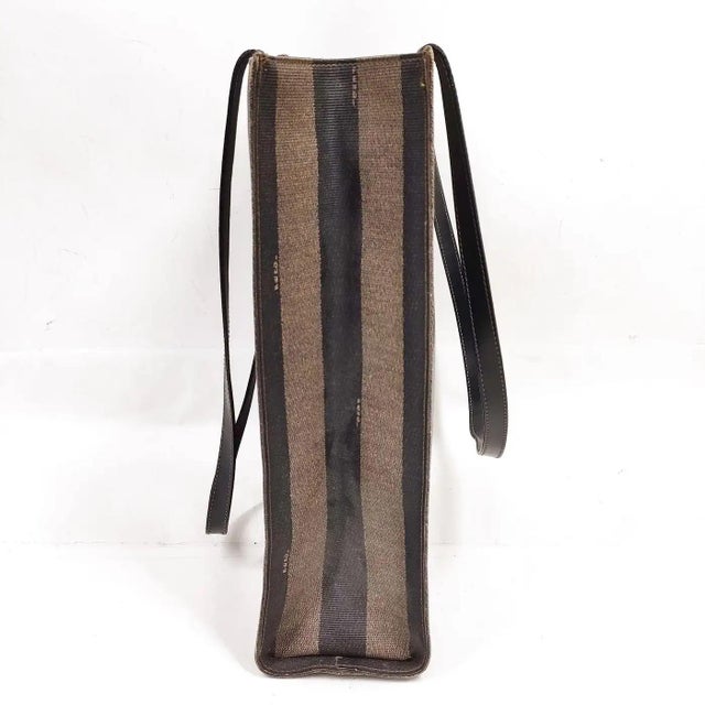 Fendi 1990s Black PVC Pequin Striped Pattern Shoulder Bag by Fendi Rome For Sale - Image 4 of 15