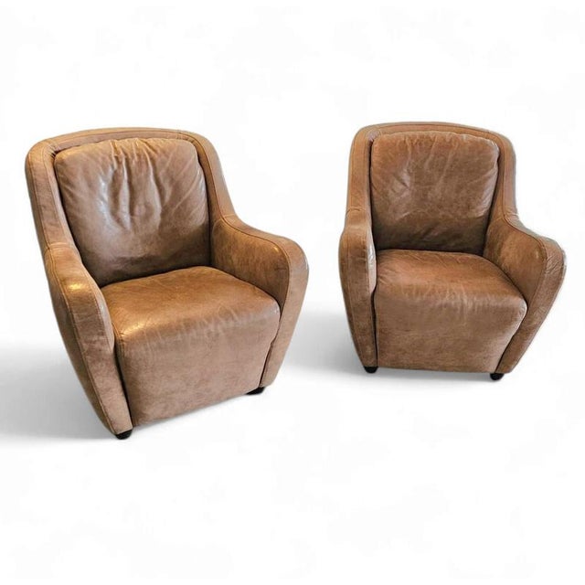 Leather Lounge Chairs from Natuzzi, 1980s, Set of 2 For Sale - Image 10 of 10
