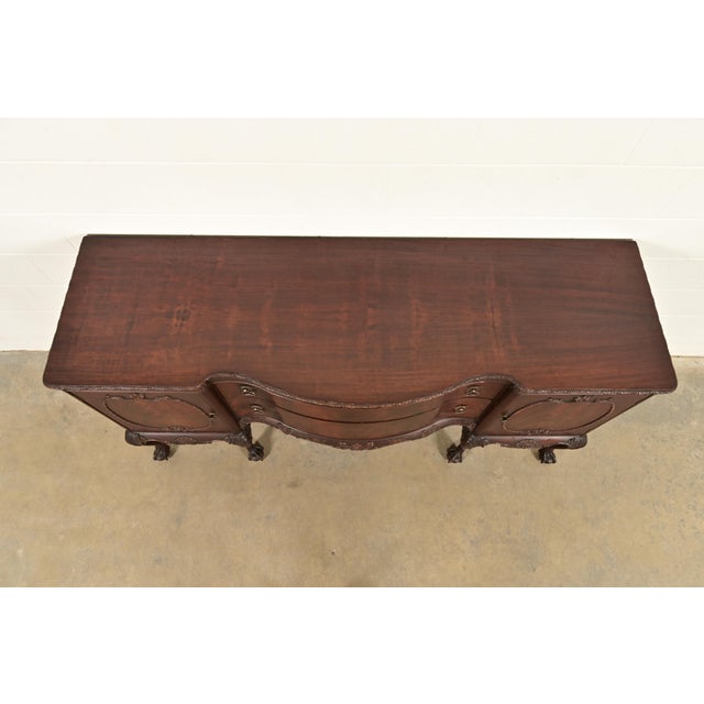 Romweber Antique Chippendale Flame Mahogany Serpentine Front Sideboard Credenza, Circa 1920s For Sale - Image 10 of 13