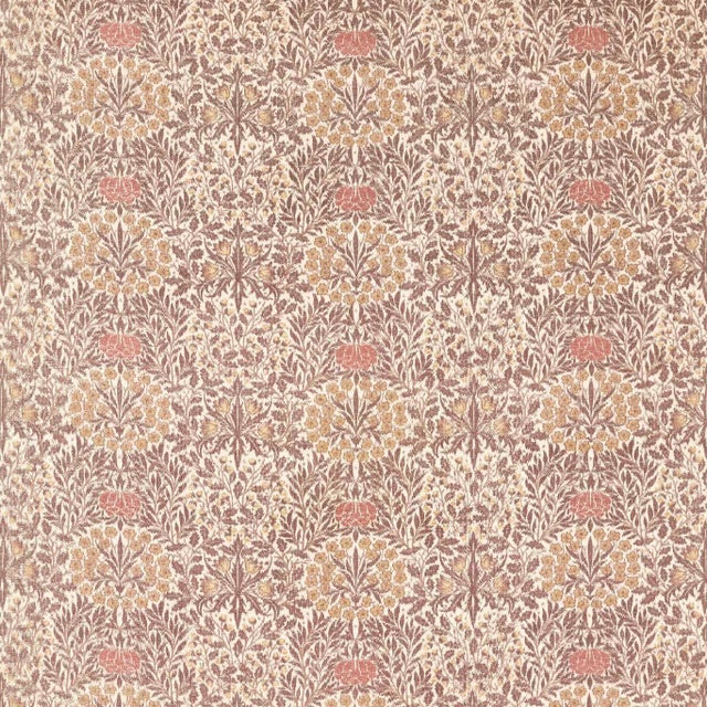 Morris & Co. Daisy & Oak Warp Print Fabric in Chestnut/Primrose For Sale